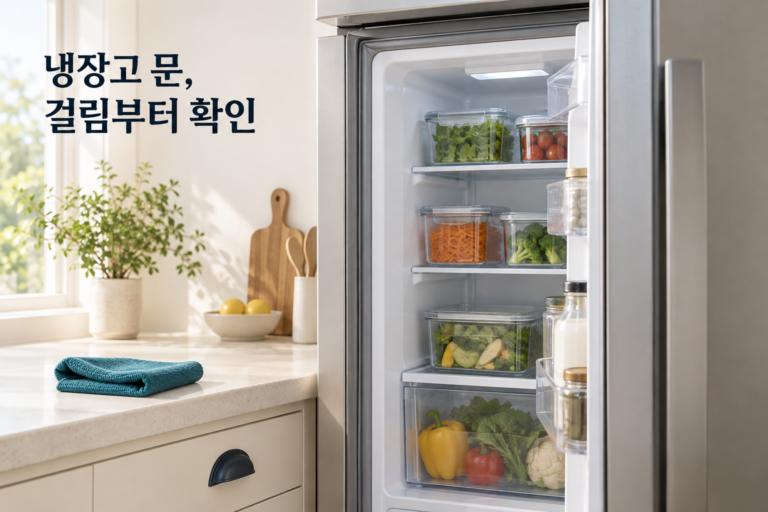 냉장고 문이 안 닫힐 때: 용기·선반·고무패킹 확인 순서
